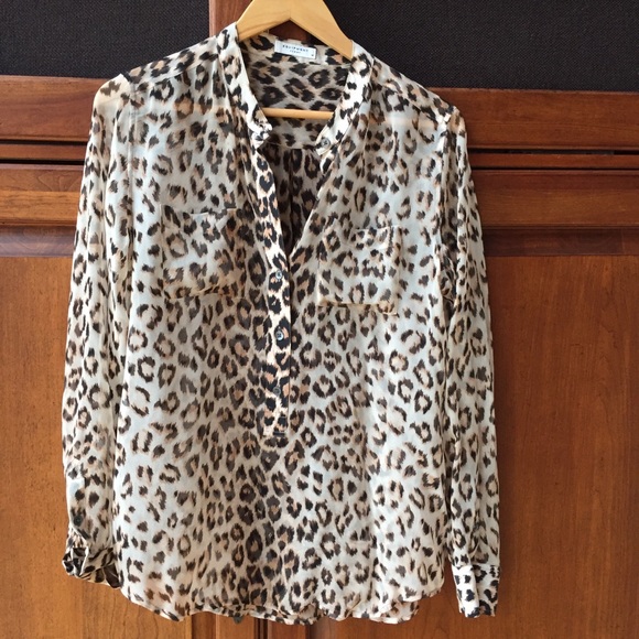 Equipment Tops - Equipment silk leopard print blouse
